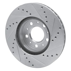 Volvo S70 Brake Rotor (1) - Front Left - R1 Concepts - Drilled & Slotted - Silver - `95-`04